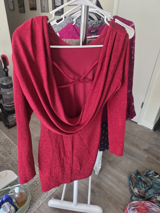 teeze Me Red Sparkle Long-Sleeve Bodycon Dress - Picture 3 of 5